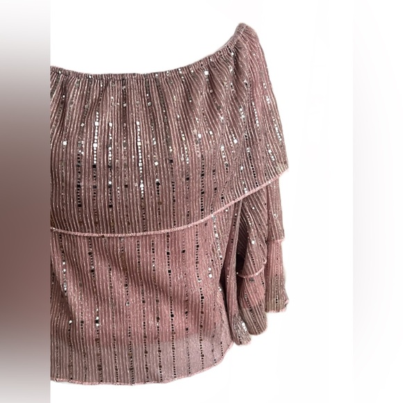 SHEIN CURVE Pink Sparkly Off The Shoulder Party Blouse Plus Size 4XL - Picture 2 of 5